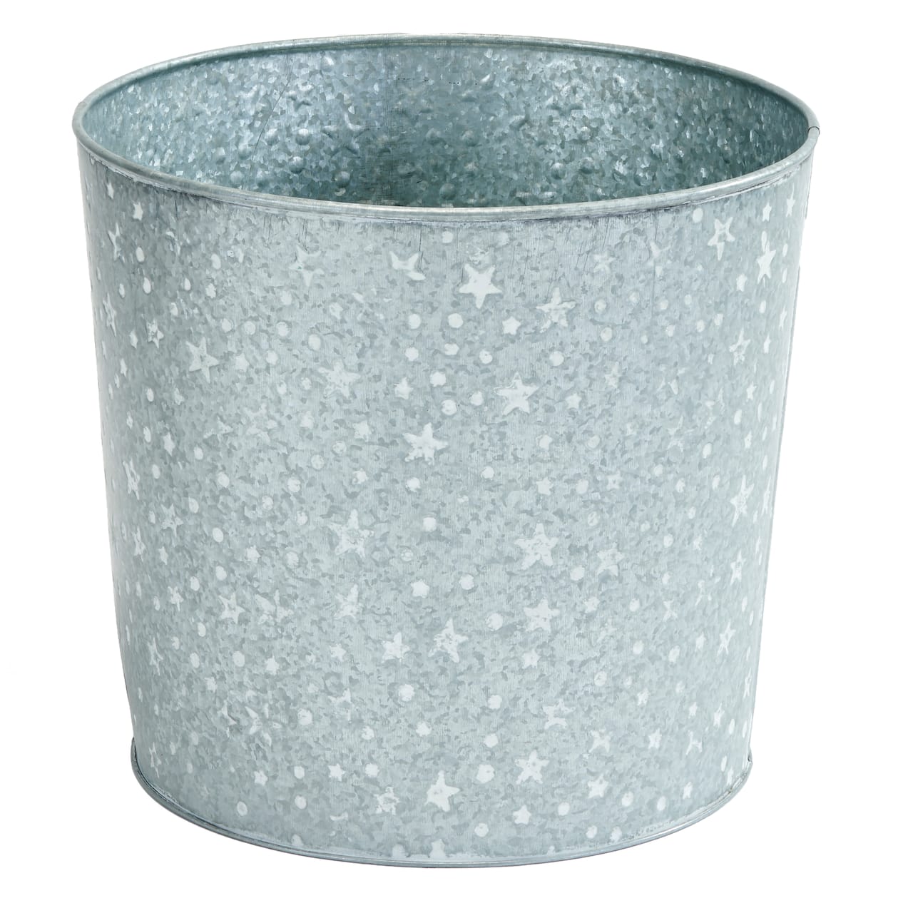 Galvanized Metal Christmas Planter Bucket with White Stars & Dots Sets, 2ct.